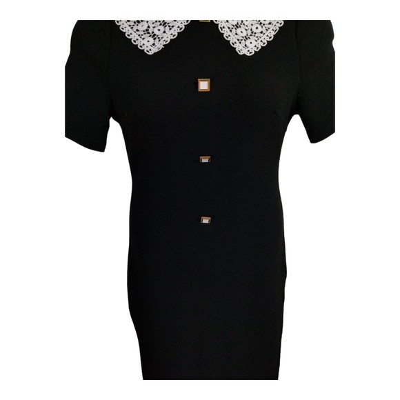 SHEIN Women's M Dress Black White Collar Wednesday  Adams Jury Halloween Gold - Picture 13 of 14